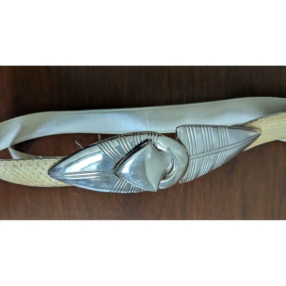 Vtg Arrowhead Spearhead Art Deco Chrome Belt Buckle 1